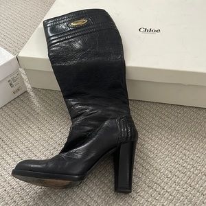 Chloe boots side gold zipper